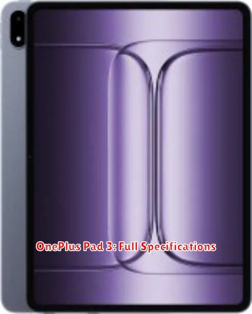OnePlus Pad 3: Full Specifications